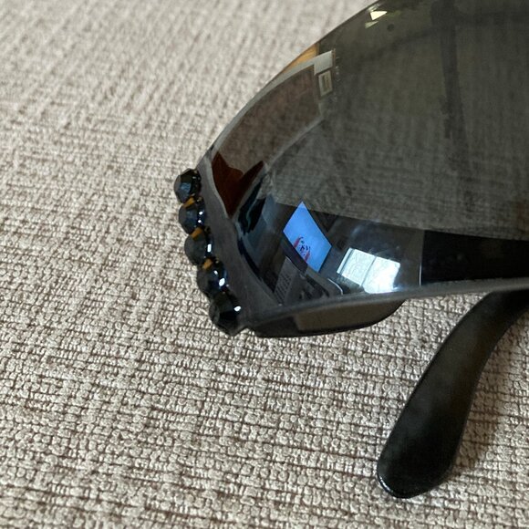 Dark Gray Sunglasses Black Swarovski Crystal Accents - Unique - Men or Women - Picture 4 of 14